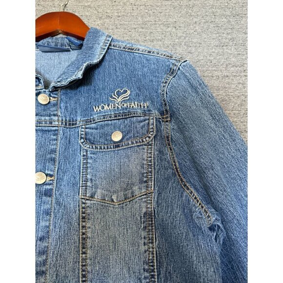Women Of Faith Denim Button Down Jean Jacket Size XL - Picture 3 of 11